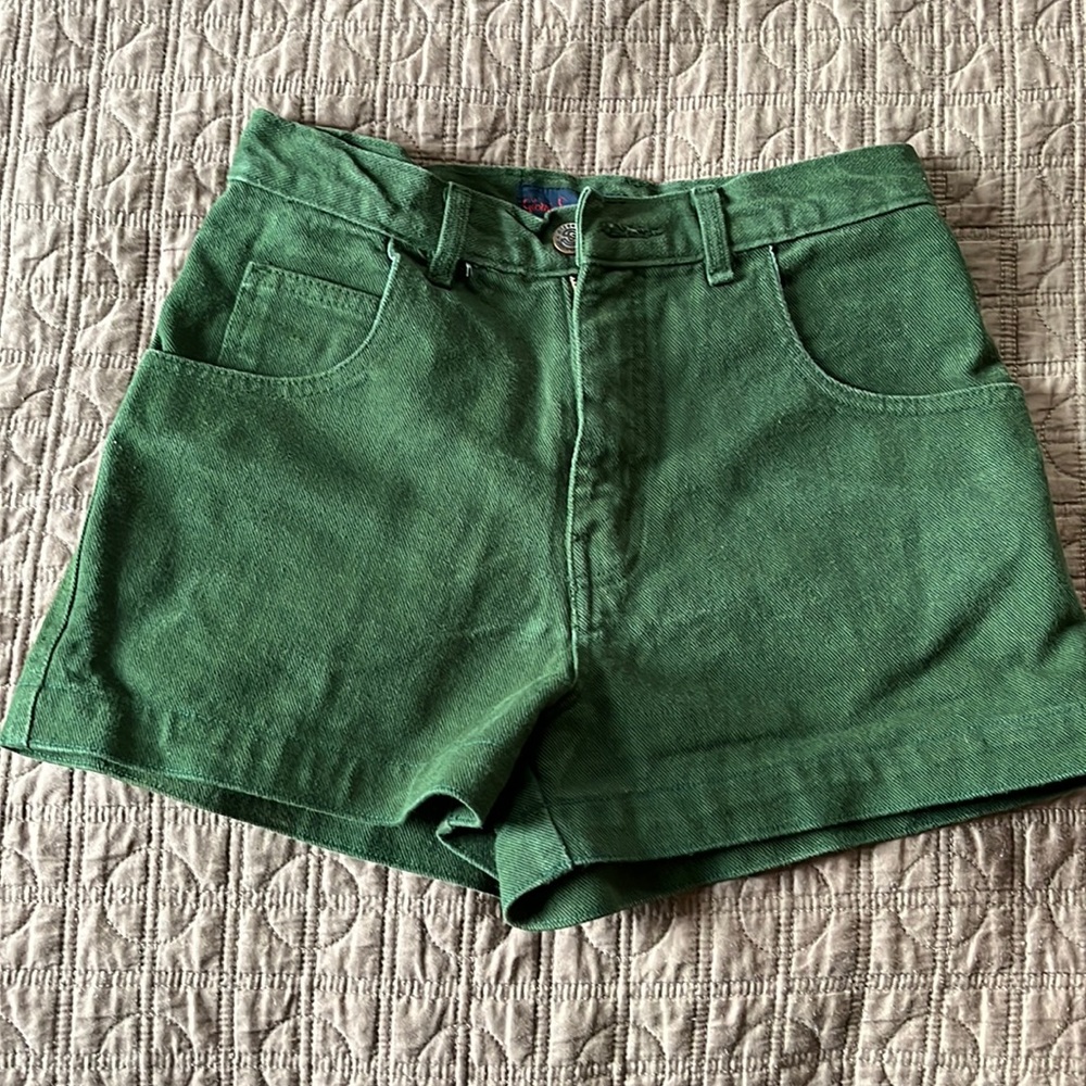 Vintage green high rise denim shorts